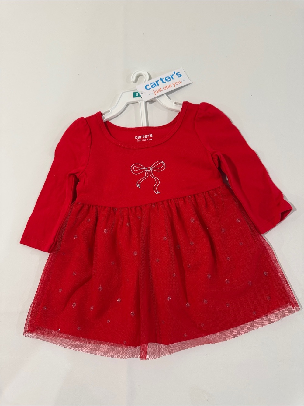 3M Carter's Baby Girl Christmas Outfit Tutu Dress Bloomers Red Bowl Sparkle